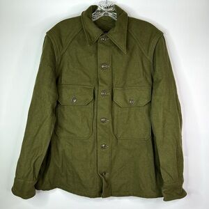 Vintage Army Wool Field Long Sleeve Button Down Shirt 55-S-2515 1953 Medium